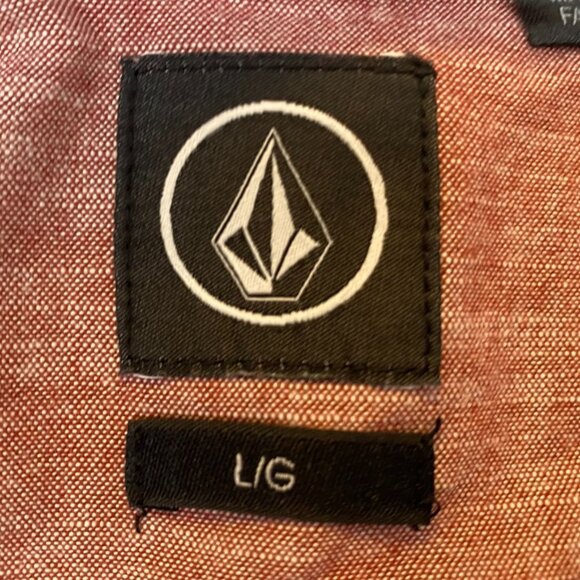 Volcom Men Shirt Large Long Sleeve Button-Up Chambray Casual Travel Classic Blue - Picture 3 of 11